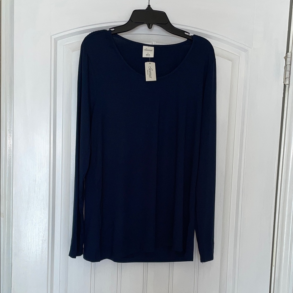 NWT SOMA  Navy Long Sleeve Blouse Size Small